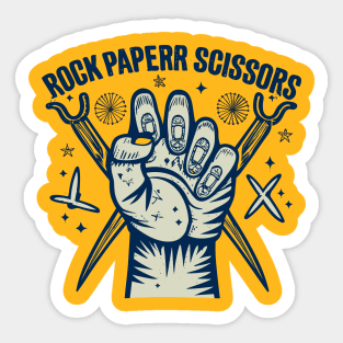 Rock Paper Scissors Art Design with Hand Sticker
